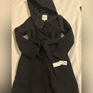 Steve Madden Black Hooded winter Trench Coat NWT